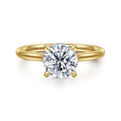 Badia - 14K Yellow Gold Round Solitaire Diamond Engagement Ring