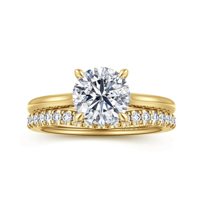 Badia - 14K Yellow Gold Round Solitaire Diamond Engagement Ring