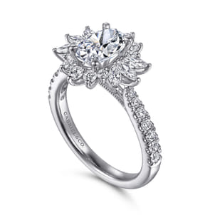Bailee - 14K White Gold Bursting Halo Oval Diamond Engagement Ring