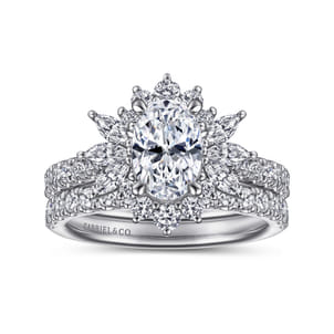 Bailee - 14K White Gold Bursting Halo Oval Diamond Engagement Ring