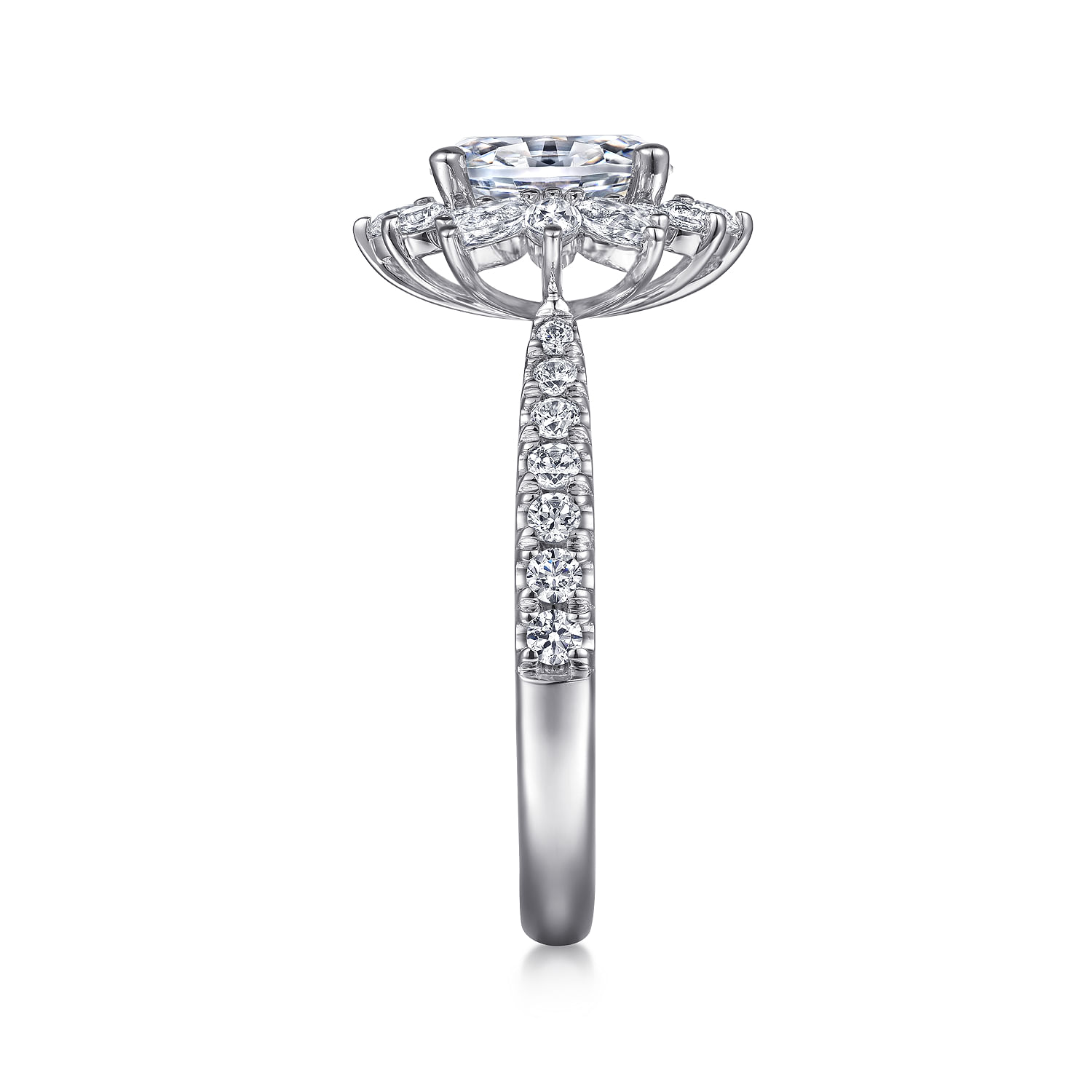 Bailee - 14K White Gold Bursting Halo Oval Diamond Engagement Ring