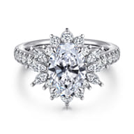 Bailee - 14K White Gold Bursting Halo Oval Diamond Engagement Ring