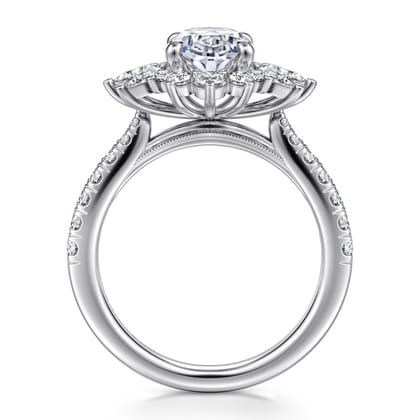 Bailee - 14K White Gold Bursting Halo Oval Diamond Engagement Ring