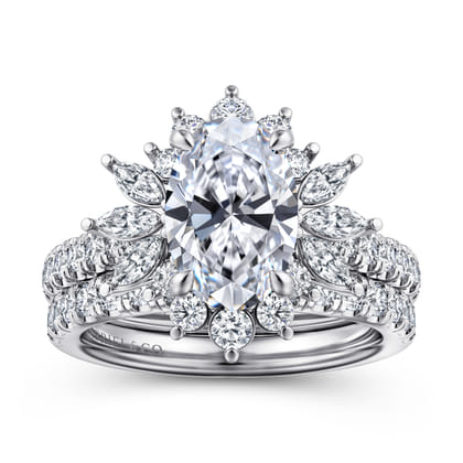 Bailee - 14K White Gold Bursting Halo Oval Diamond Engagement Ring