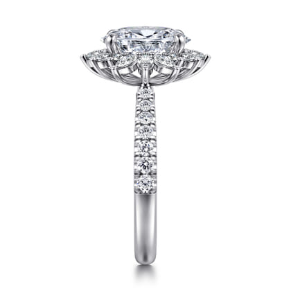 Bailee - 14K White Gold Bursting Halo Oval Diamond Engagement Ring