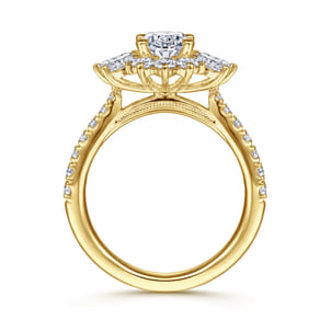 Bailee - 14K Yellow Gold Bursting Halo Oval Diamond Engagement Ring
