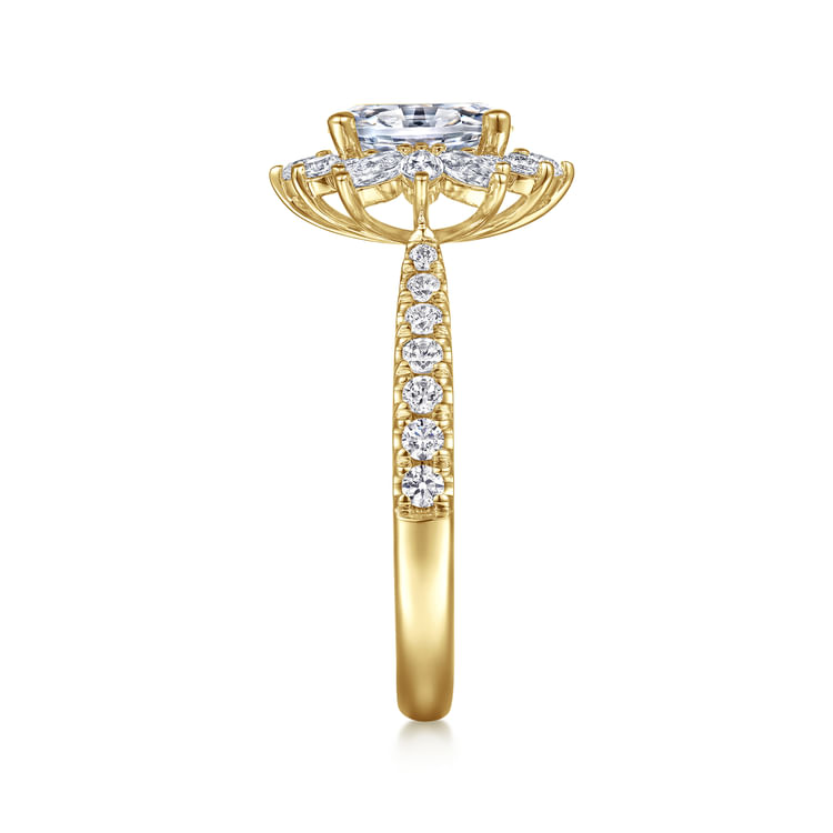 Bailee - 14K Yellow Gold Bursting Halo Oval Diamond Engagement Ring