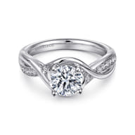 Bailey - 14K White Gold Round Twisted Diamond Channel Set Engagement Ring