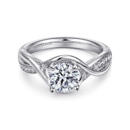Bailey - 14K White Gold Round Twisted Diamond Channel Set Engagement Ring