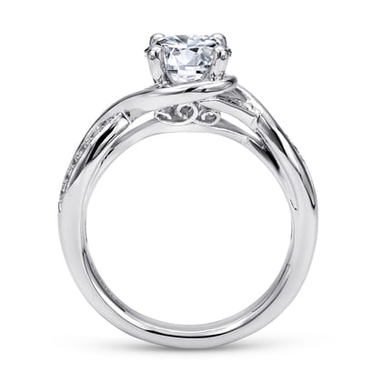 Bailey - 14K White Gold Round Twisted Diamond Channel Set Engagement Ring