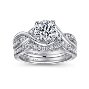 Bailey - 14K White Gold Round Twisted Diamond Channel Set Engagement Ring
