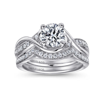 Bailey - 14K White Gold Round Twisted Diamond Channel Set Engagement Ring