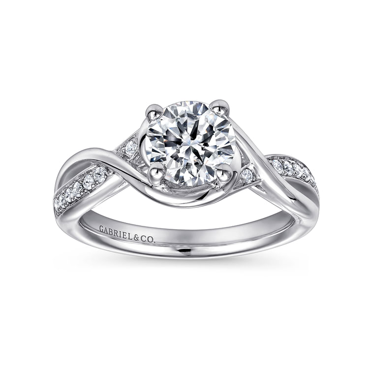 Bailey - 14K White Gold Round Twisted Diamond Channel Set Engagement Ring