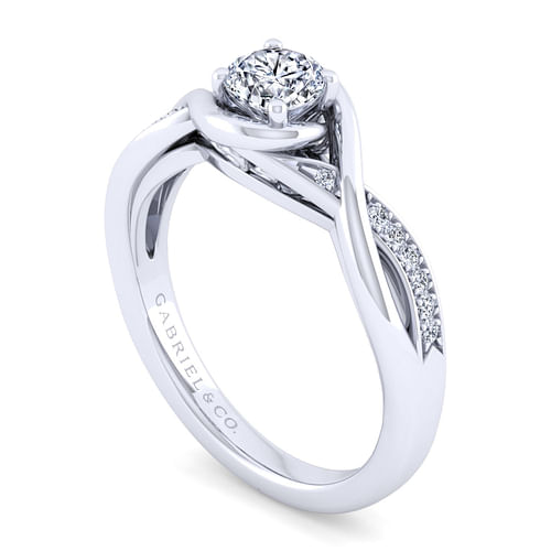 Bailey - 14K White Gold Round Twisted Diamond Engagement Ring - 0.07 ct - Shot 3