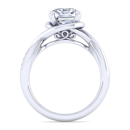 Bailey - 14K White Gold Twisted Round Diamond Engagement Ring
