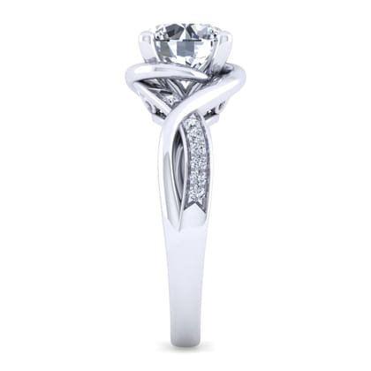 Bailey - 14K White Gold Twisted Round Diamond Engagement Ring