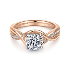 Bailey - 14K White-Rose Gold Round Diamond Bypass Channel Set Engagement Ring