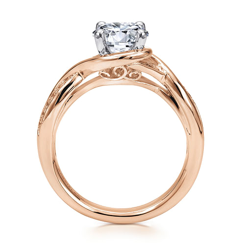 Bailey - 14K White-Rose Gold Round Diamond Bypass Channel Set Engagement Ring - 0.09 ct - Shot 2