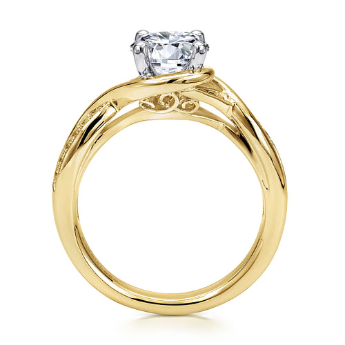 Bailey - 14K White-Yellow Gold Round Diamond Bypass Channel Set Engagement Ring - 0.09 ct - Shot 2
