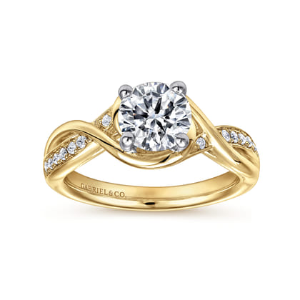 Bailey - 14K White-Yellow Gold Round Diamond Bypass Channel Set Engagement Ring