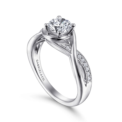 Bailey - Platinum Round Twisted Diamond Engagement Ring - 0.08 ct - Shot 3