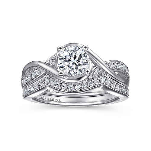 Bailey - Platinum Round Twisted Diamond Engagement Ring - 0.08 ct - Shot 4
