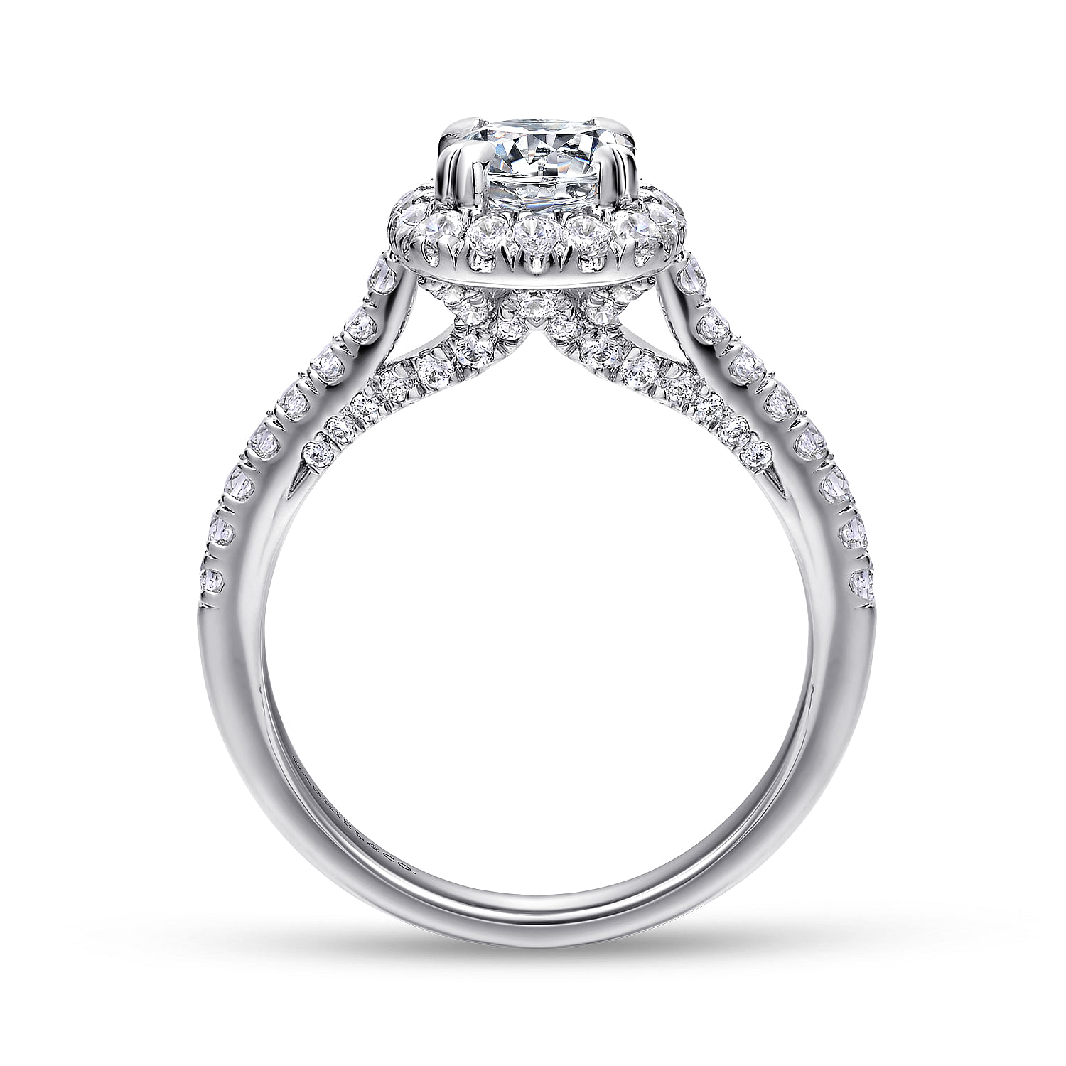 Balsam - 14K White Gold Round Halo Diamond Engagement Ring - 0.6 ct - Shot 2