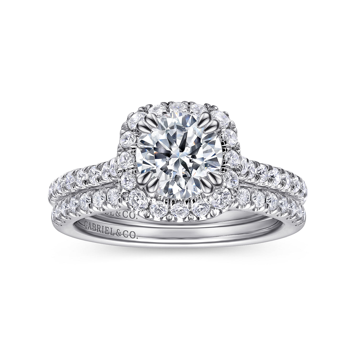 Balsam - 14K White Gold Round Halo Diamond Engagement Ring - 0.6 ct - Shot 4