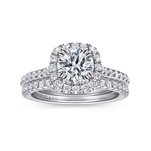 Balsam - 14K White Gold Round Halo Diamond Engagement Ring - 0.6 ct - Shot 4