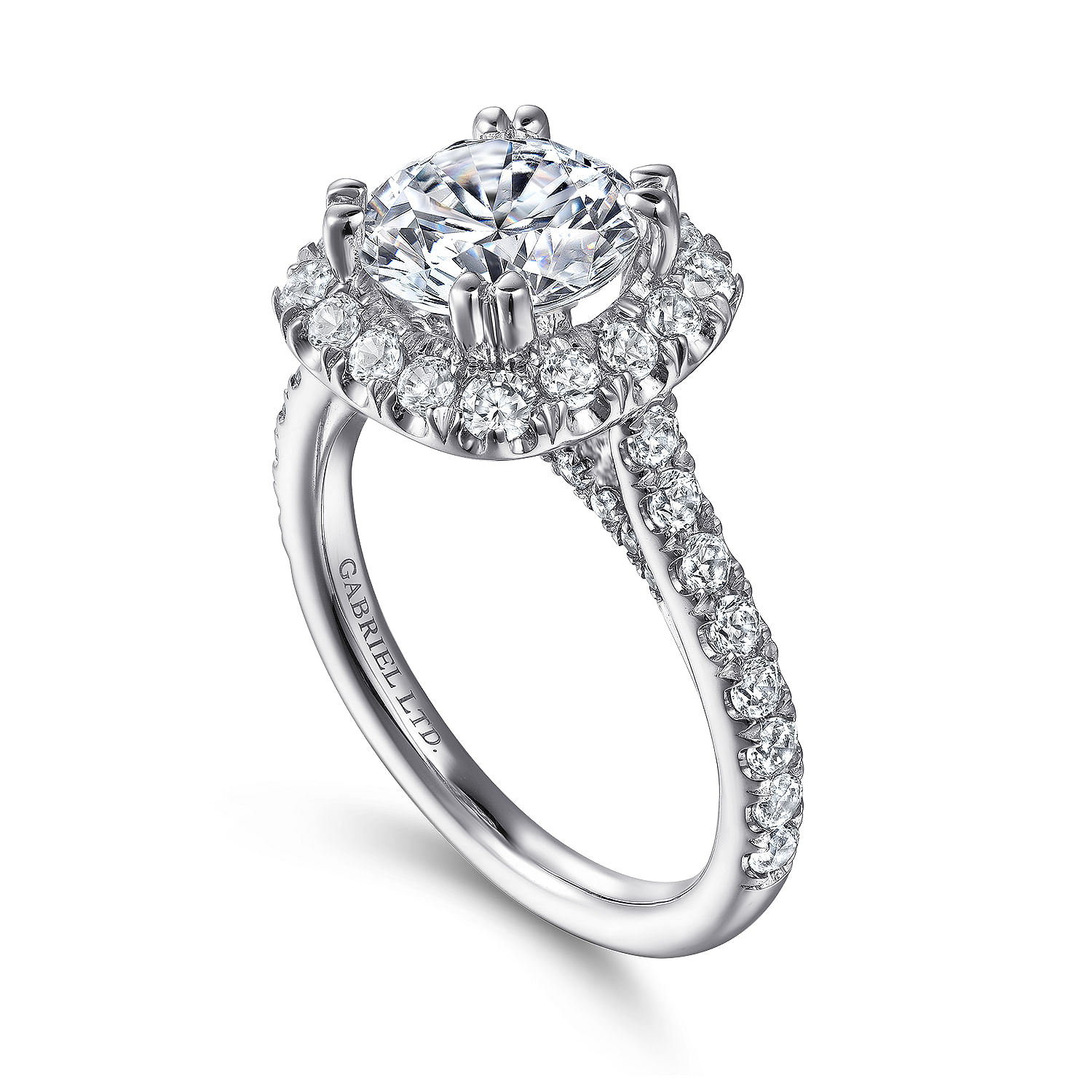 Balsam - 14K White Gold Round Halo Diamond Engagement Ring - 1 ct - Shot 3