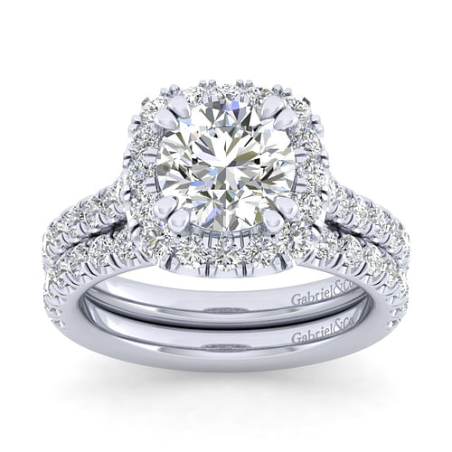 Balsam - 14K White Gold Round Halo Diamond Engagement Ring - 1 ct - Shot 4