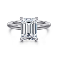 Bambi - 14K White Gold Emerald Cut Solitaire Diamond Engagement Ring