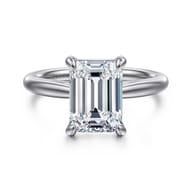 Bambi - 14K White Gold Emerald Cut Solitaire Diamond Engagement Ring