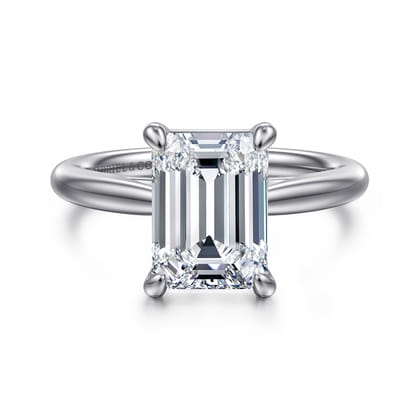 Bambi - 14K White Gold Emerald Cut Solitaire Diamond Engagement Ring