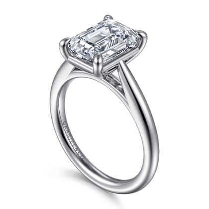 Bambi - 14K White Gold Emerald Cut Solitaire Diamond Engagement Ring