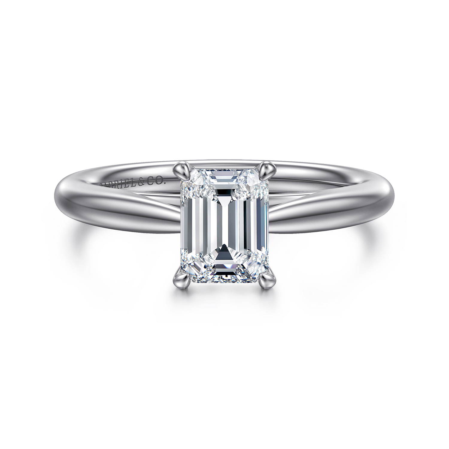 Bambi - 14K White Gold Emerald Cut Solitaire Diamond Engagement Ring