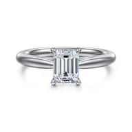 Bambi - 14K White Gold Emerald Cut Solitaire Diamond Engagement Ring