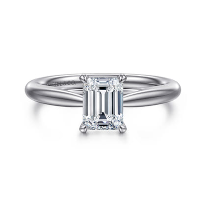 Bambi - 14K White Gold Emerald Cut Solitaire Diamond Engagement Ring