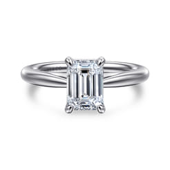Bambi - 14K White Gold Emerald Cut Solitaire Diamond Engagement Ring
