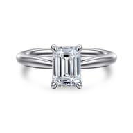 Bambi - 14K White Gold Emerald Cut Solitaire Diamond Engagement Ring