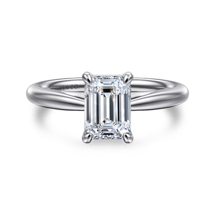 Bambi - 14K White Gold Emerald Cut Solitaire Diamond Engagement Ring