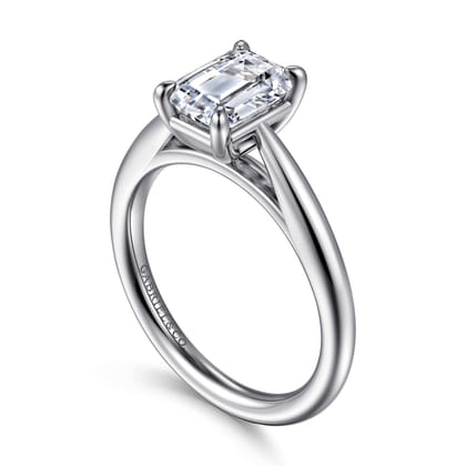 Bambi - 14K White Gold Emerald Cut Solitaire Diamond Engagement Ring