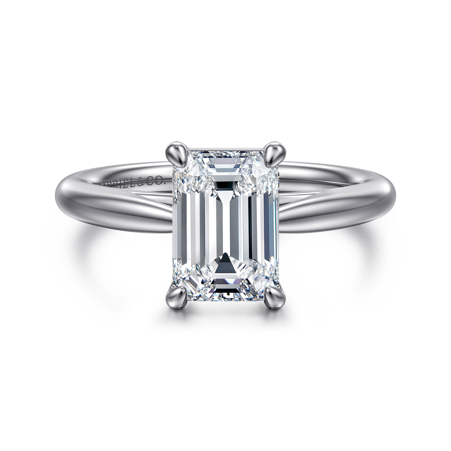Bambi - 14K White Gold Emerald Cut Solitaire Diamond Engagement Ring
