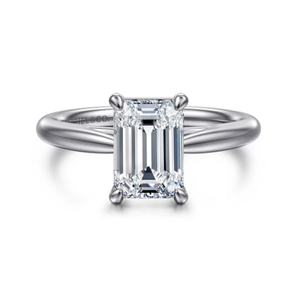 Bambi - 14K White Gold Emerald Cut Solitaire Diamond Engagement Ring