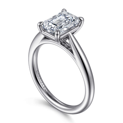 Bambi - 14K White Gold Emerald Cut Solitaire Diamond Engagement Ring