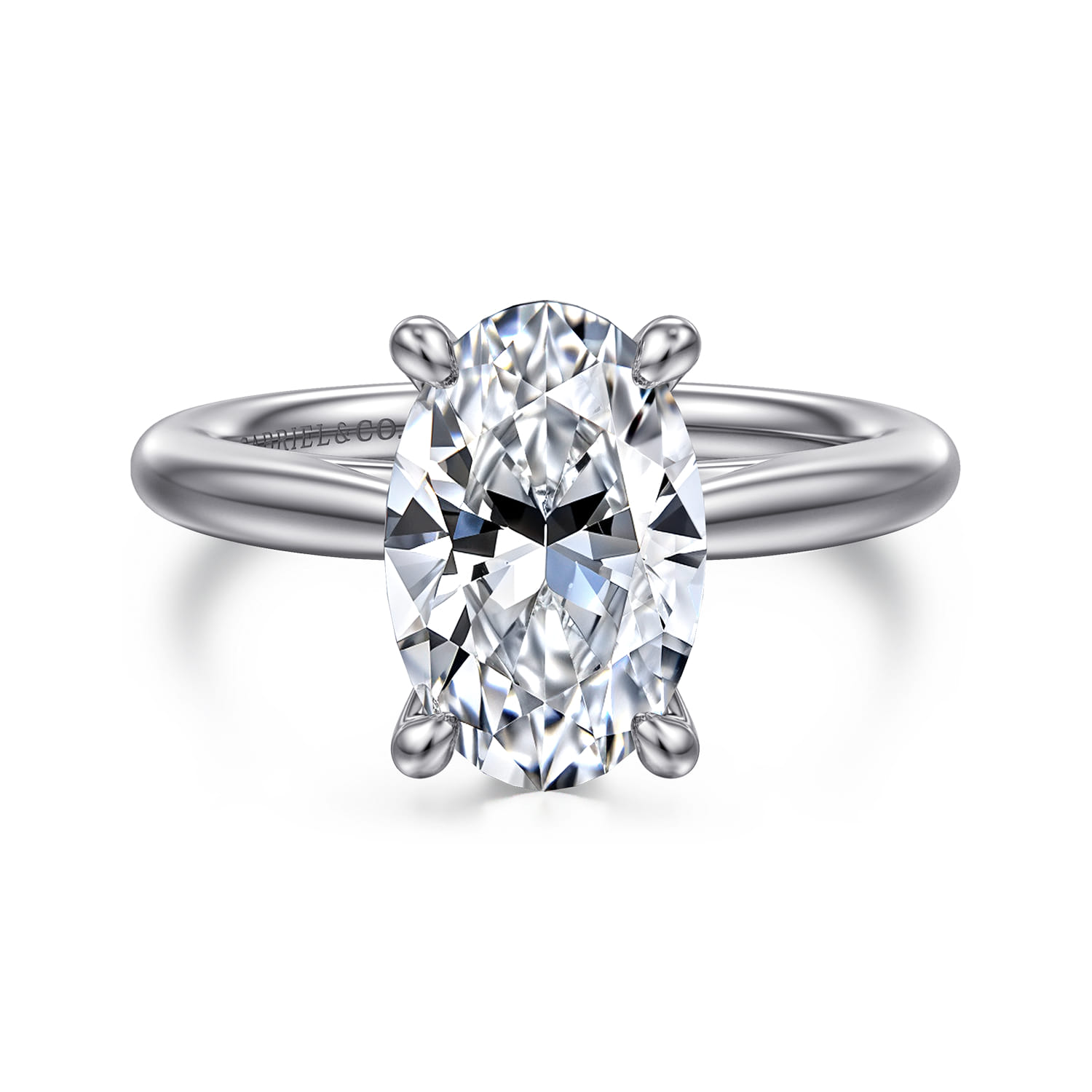 Bambi - 14K White Gold Oval Solitaire Diamond Engagement Ring