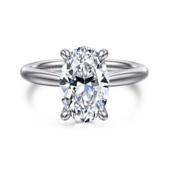 Bambi - 14K White Gold Oval Solitaire Diamond Engagement Ring