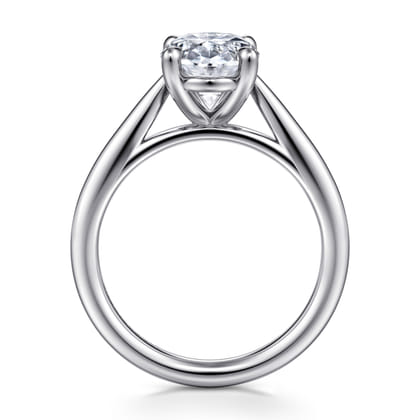 Bambi - 14K White Gold Oval Solitaire Diamond Engagement Ring