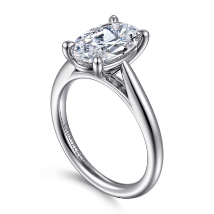 Bambi - 14K White Gold Oval Solitaire Diamond Engagement Ring