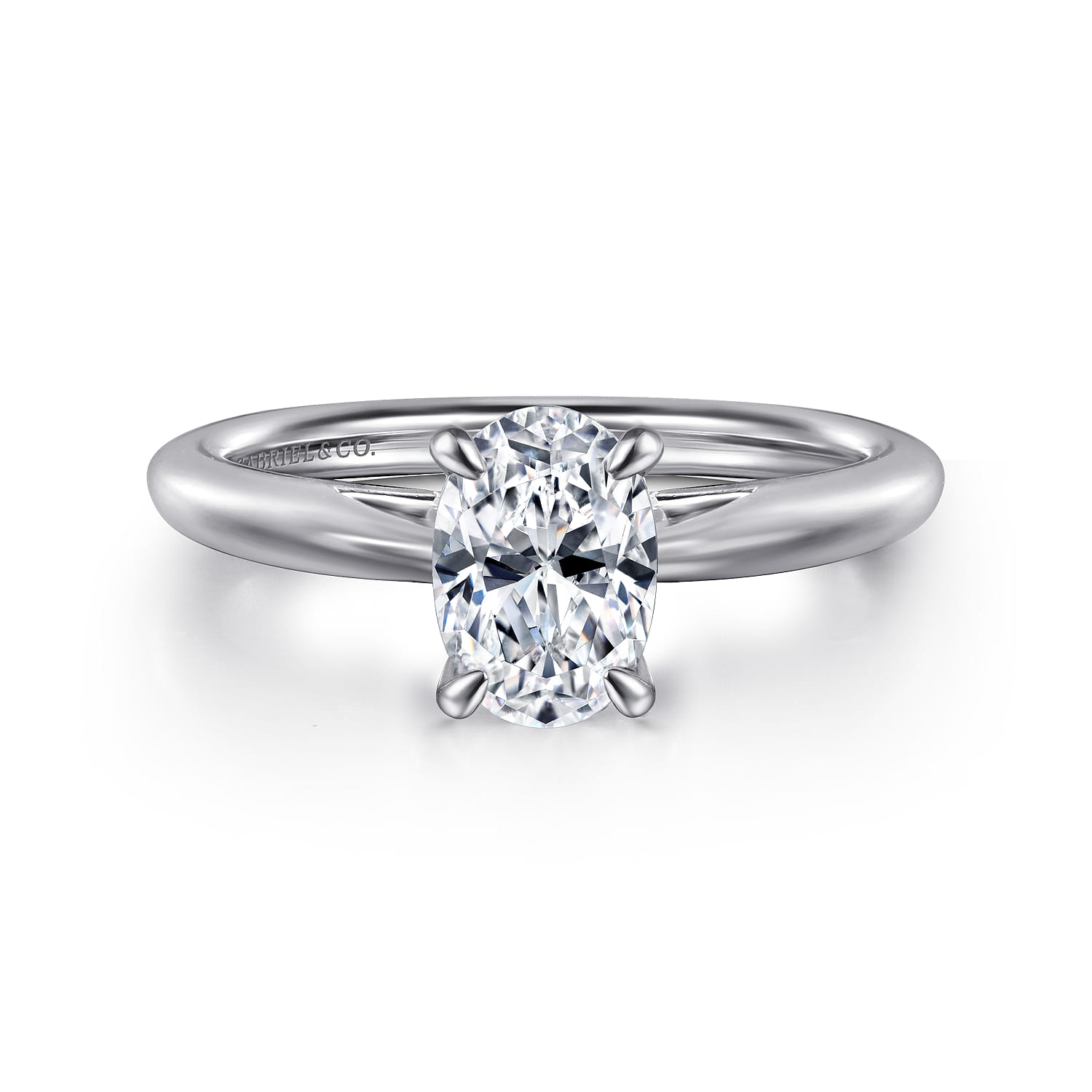 Bambi - 14K White Gold Oval Solitaire Diamond Engagement Ring